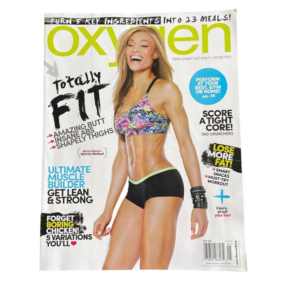 Oxygen Fitness Magazine u May 2015 Alicia Marie Cover Vol 18 Is 5 No 187 Bodybui - Picture 1 of 7